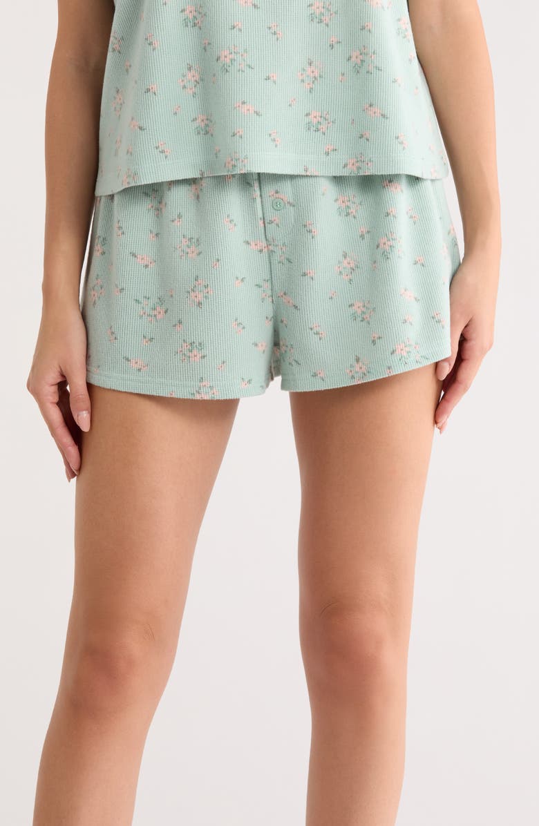 Honeydew Road Trip Pajama Shorts, Main, color, Ice Mint Ditsy