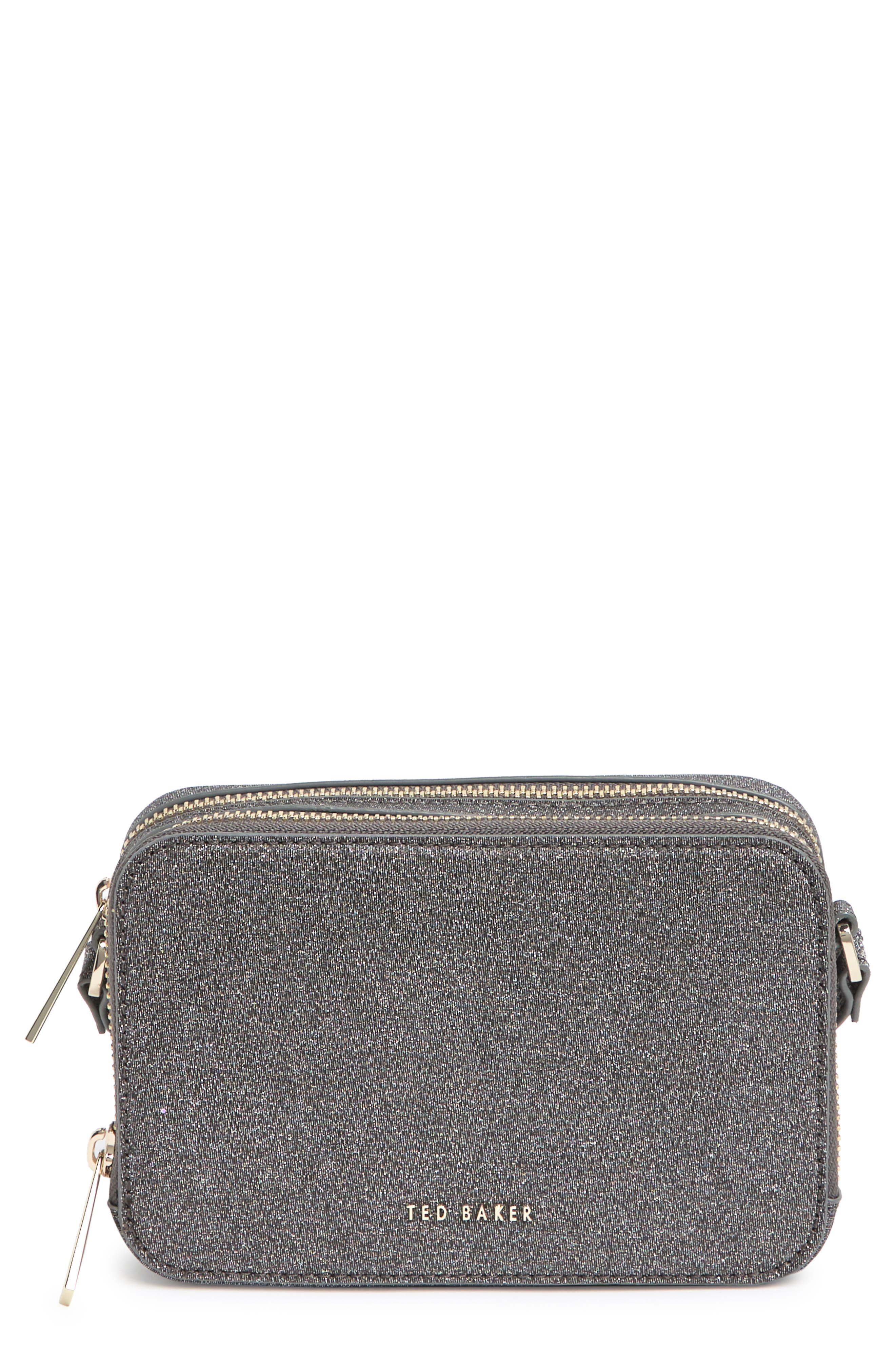 Stina Embossed Faux Leather Crossbody Bag, Main, color, BLACK NOIR