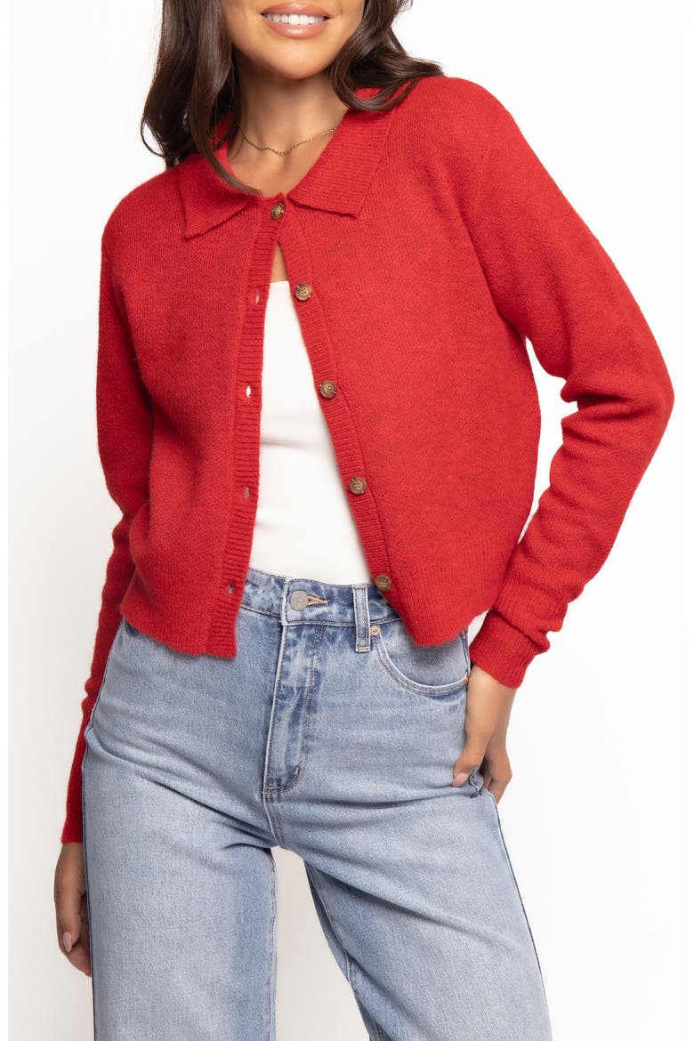 Naya Collar Cardigan, Main, color, RED