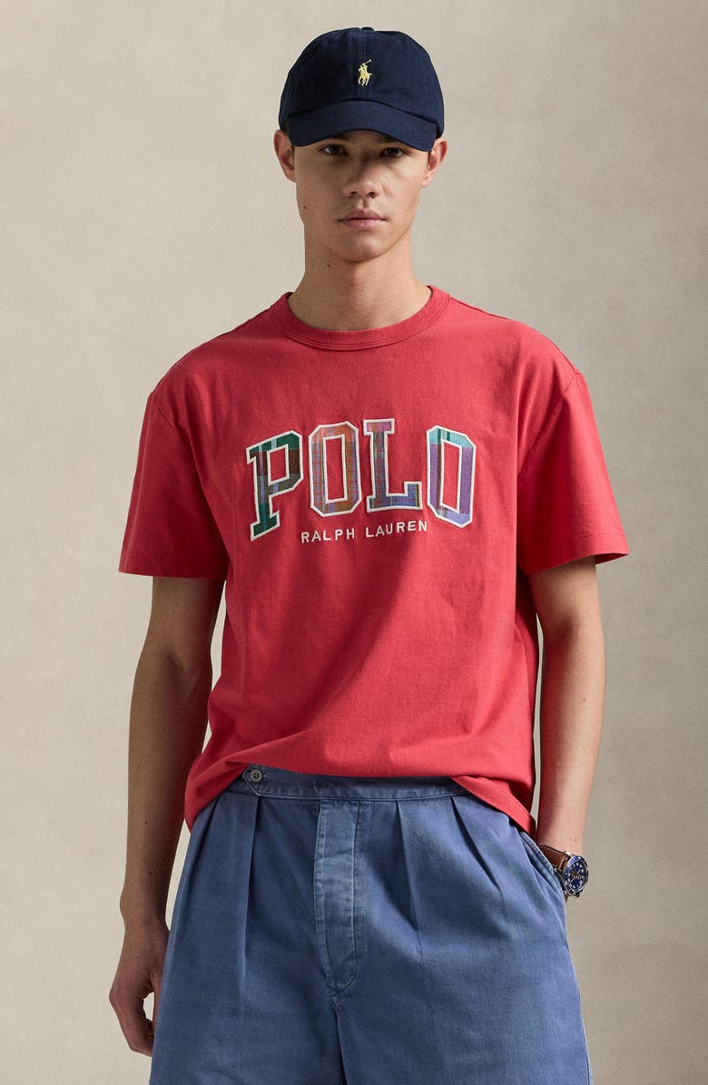 Polo Ralph Lauren Plaid Logo Appliqué Embroidered T-Shirt, Alternate, color, 