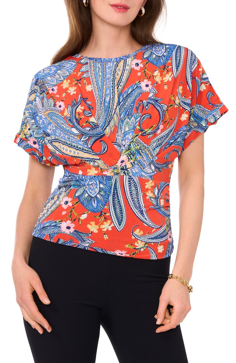 Chaus Stretch Jersey Banded Waist Top, Main, color, Orange