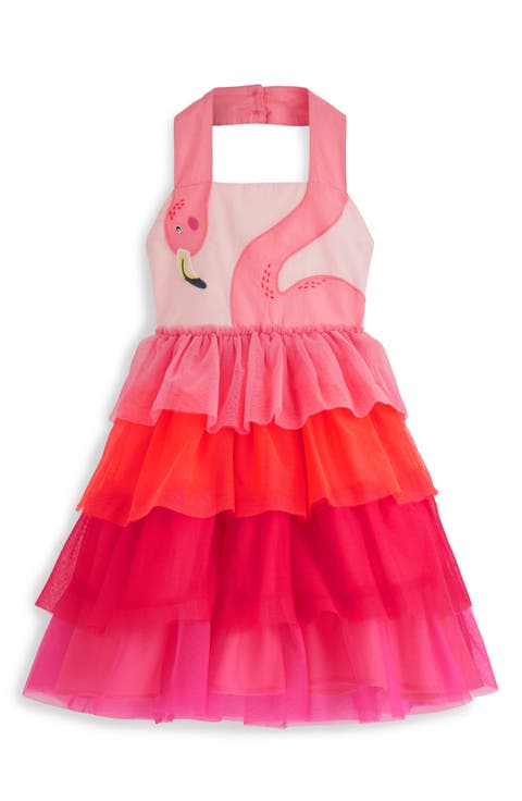 Kids' Flamingo Halter Neck Tiered Tulle Dress (Toddler, Little Kid & Big Kid)