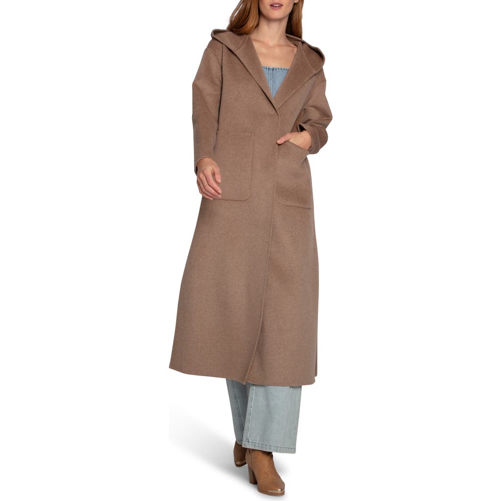 Belle & Bloom Walk My Way Hooded Wool Blend Coat In Brown