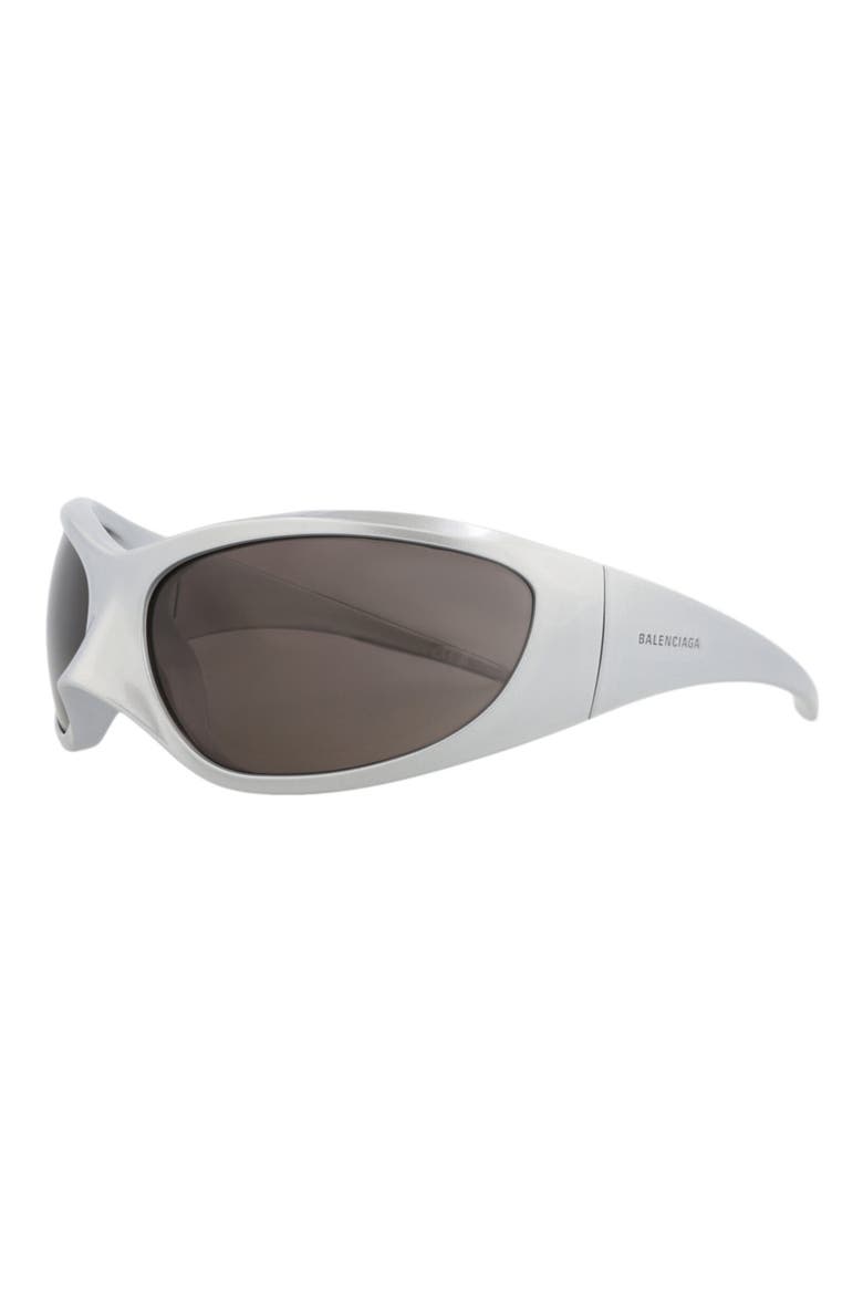 80mm Wraparound Sunglasses, Alternate, color, SILVER SILVER GREY