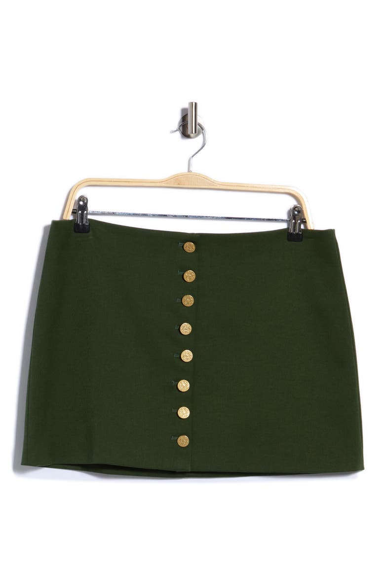 Rubi Button Front Miniskirt, Main, color, DARK OLIVE