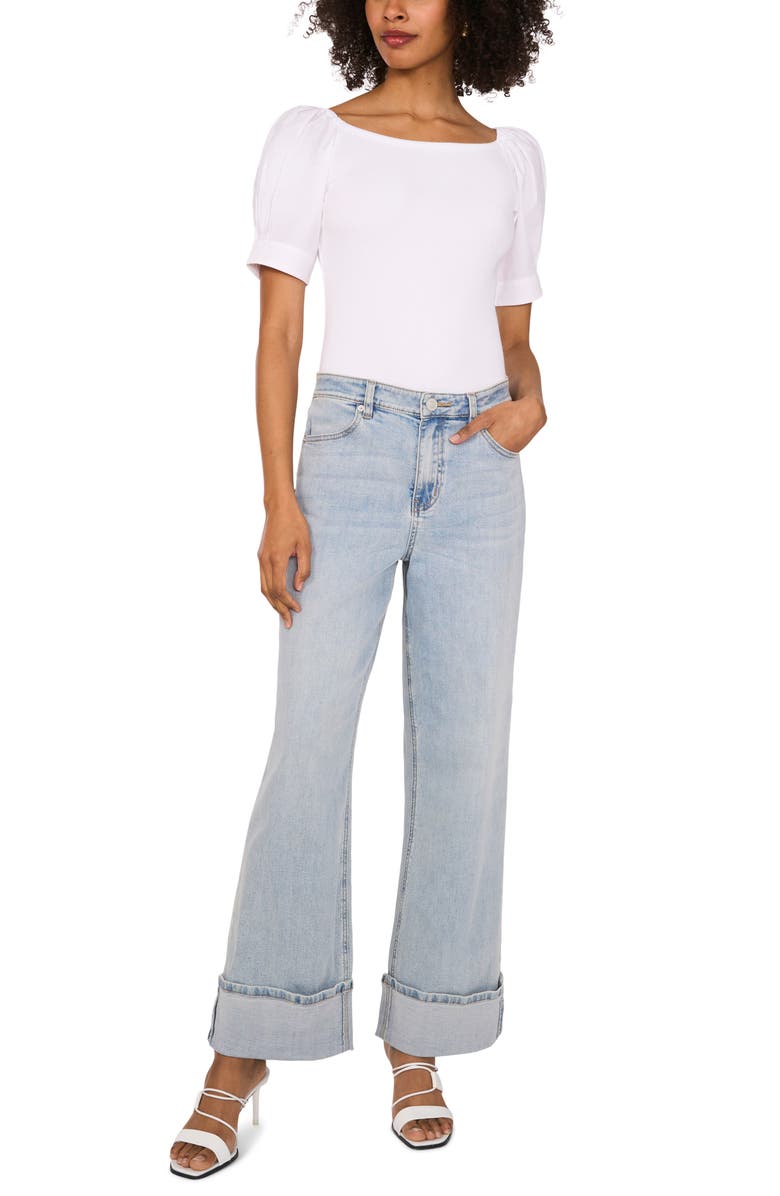 1.STATE Mixed Media Puff Sleeve T-Shirt, Alternate, color, 