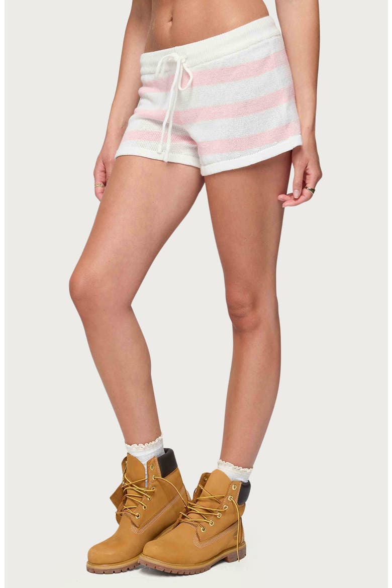 Amaris Stripe Cotton Knit Shorts, Alternate, color, LIGHT-PINK