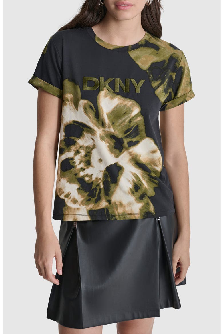 Logo Print Stretch Cotton Graphic T-Shirt, Main, color, EXPLODED PHOTO FLORAL