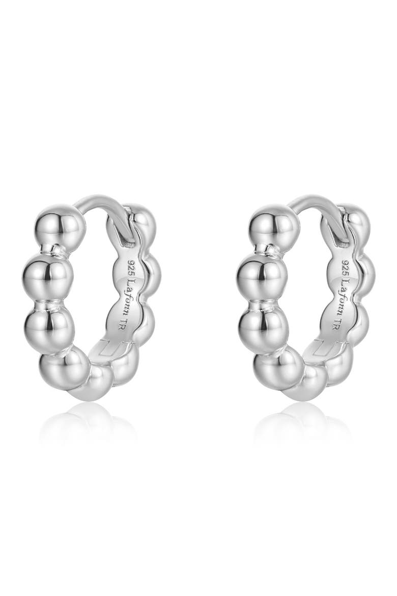 Lumina Beaded Huggie Hoop Earrings, Main, color, SILVER