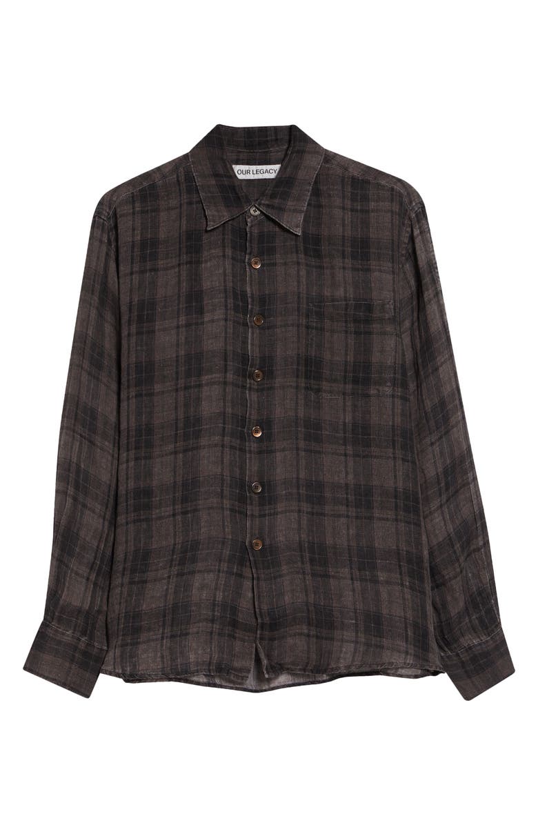 OUR LEGACY Above Check Linen Button-Up Shirt, Main, color, Penumbra Check Sheercoat Linen