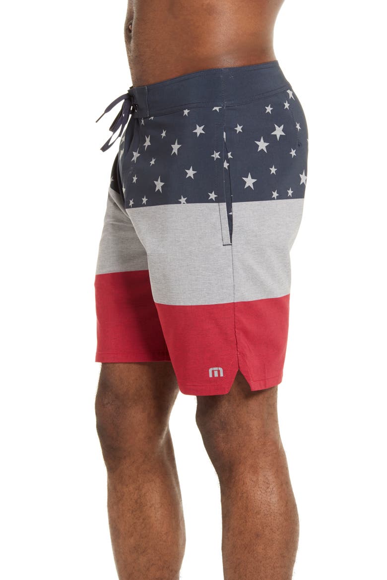 Ticker Tape Board Shorts, Alternate, color, MOOD INDIGO