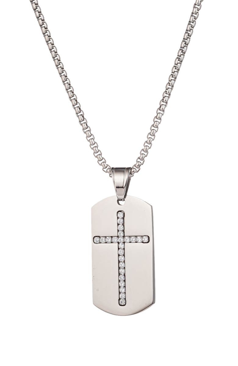 EYE CANDY LOS ANGELES Men's Samuel Cross Dogtag Pendant Necklace, Main, color, Silver