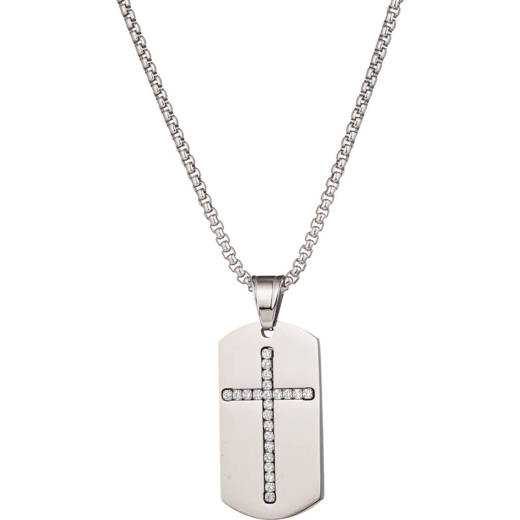 Eye Candy Los Angeles Samuel Cross Dogtag Pendant Necklace In Silver