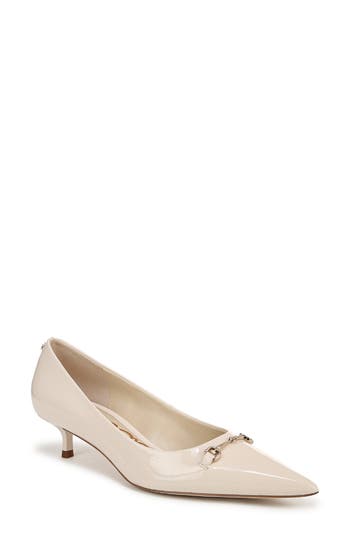Sam Edelman Kaya Pointed Toe Kitten Heel Pump In White