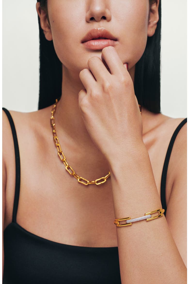 Lab Created Diamond Pavé Bangle, Alternate, color, 18K GOLD VERMEIL