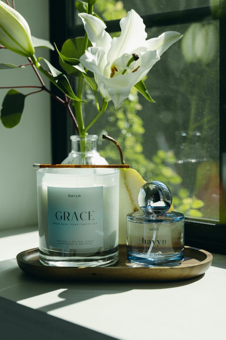 Grace (Fresh Rain, Pear, White Lily) EU Allergen-Free Candle, Alternate, color, 8 oz