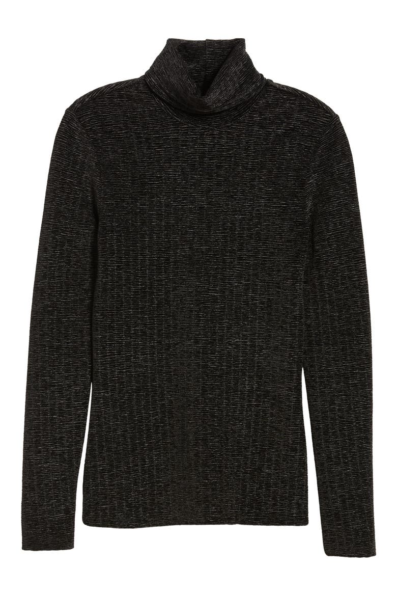 Stretch Velvet Turtleneck, Alternate, color, BLACK