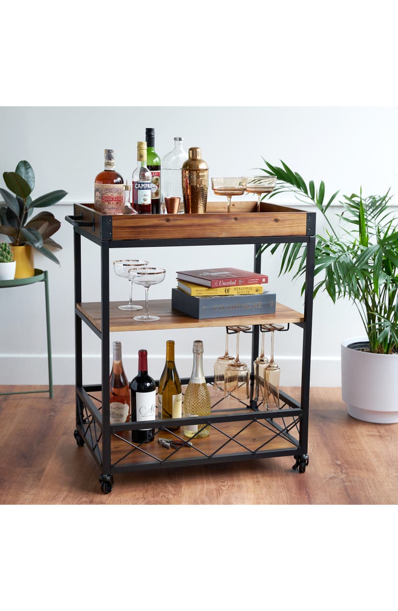 TWINE Modern Manor Bar Cart, Alternate, color, Brown