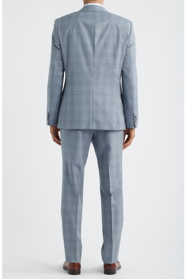 Huge Slim Fit Grey Plaid Virgin Wool Suit, Alternate, color, BLUE/ GREY