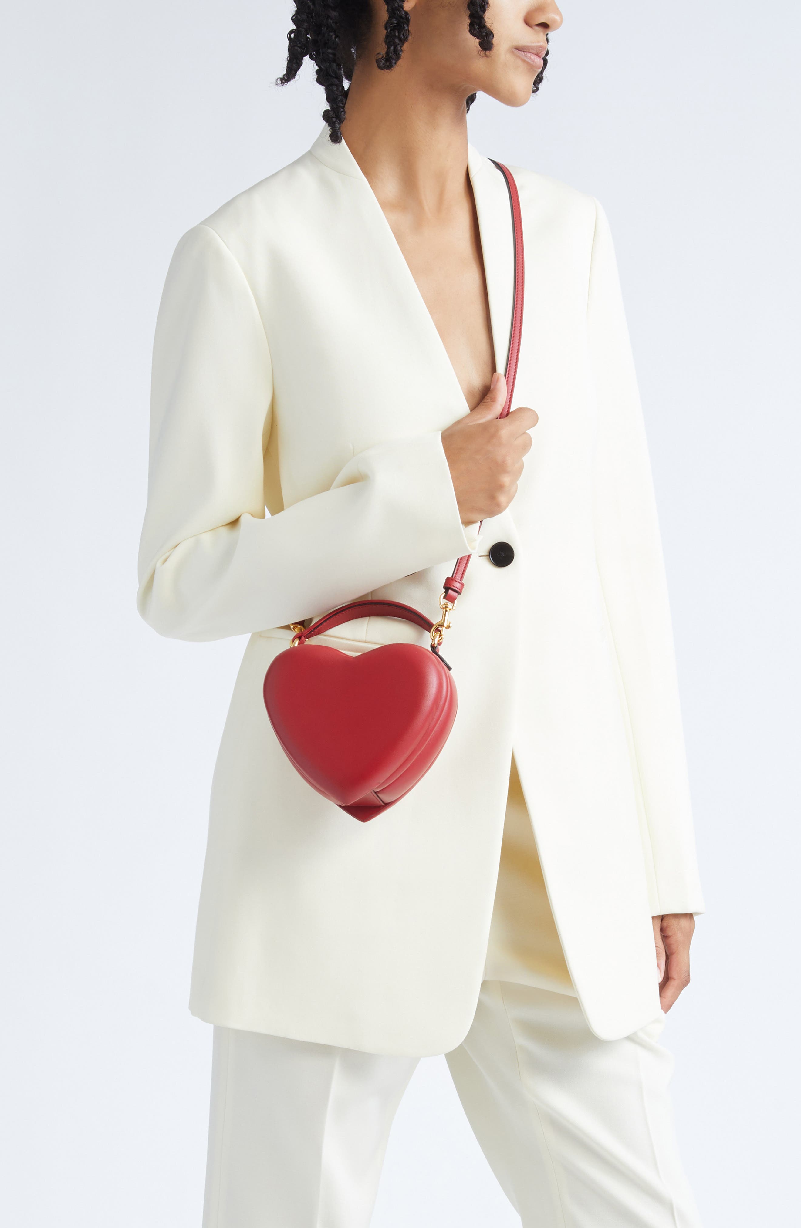 Moschino Love Me Leather Crossbody Bag, Alternate, color, Red