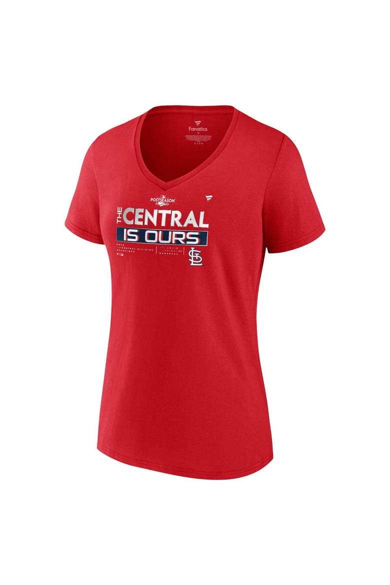Women's Fanatics Branded Red St. Louis Cardinals 2022 NL Central Division Champions Locker Room V-Neck T-Shirt, Alternate, color, Red