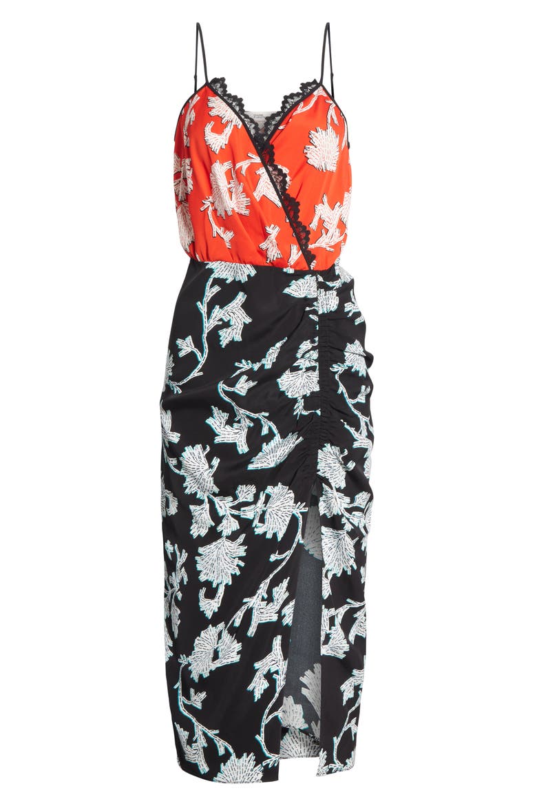 Ebony Two-Tone Faux Wrap Dress, Alternate, color, SEQUIN FLOWER BLACK MULTI
