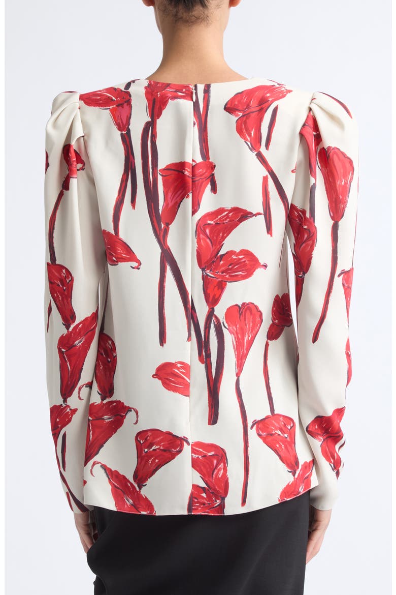 Floral Draped Puff Shoulder Blouse, Alternate, color, CERAMIC MULTI