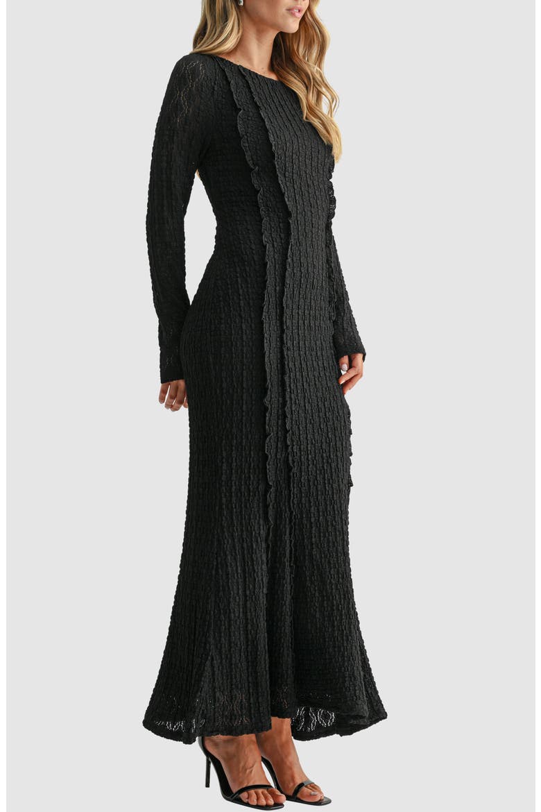 Long Sleeve Textured Knit Maxi Dress, Alternate, color, BLACK