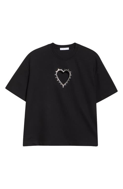 AREA AREA CRYSTAL TRIM HEART CUTOUT RELAXED FIT T-SHIRT