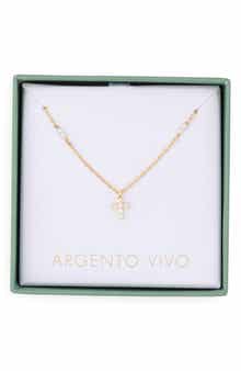 Freshwater Pearl & Cubic Zirconia Cross Pendant Necklace