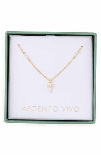 Freshwater Pearl & Cubic Zirconia Cross Pendant Necklace