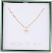 ARGENTO VIVO Freshwater Pearl & Cubic Zirconia Cross Pendant Necklace