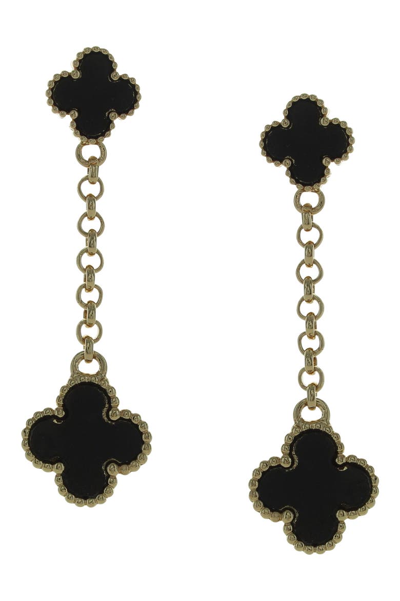 Onyx Clover Earrings, Main, color, GOLD / BLACK
