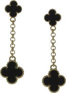 OLIVIA WELLES Onyx Clover Earrings