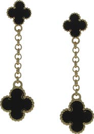 OLIVIA WELLES Onyx Clover Earrings