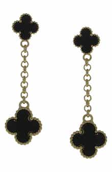 OLIVIA WELLES Onyx Clover Earrings