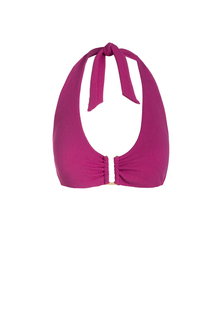 Shana U-Bar Halter Bikini Top, Main, color, Plum Texture