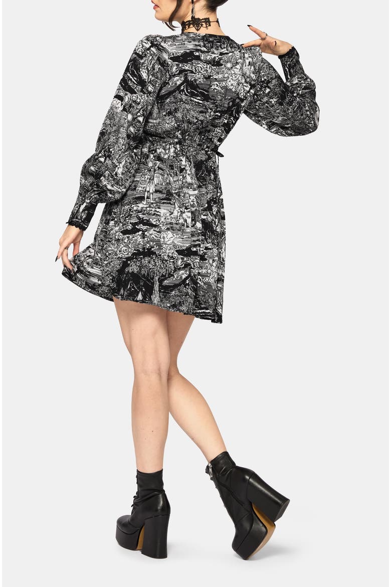 Nara Boudicca Printed Mini Dress, Alternate, color, Black