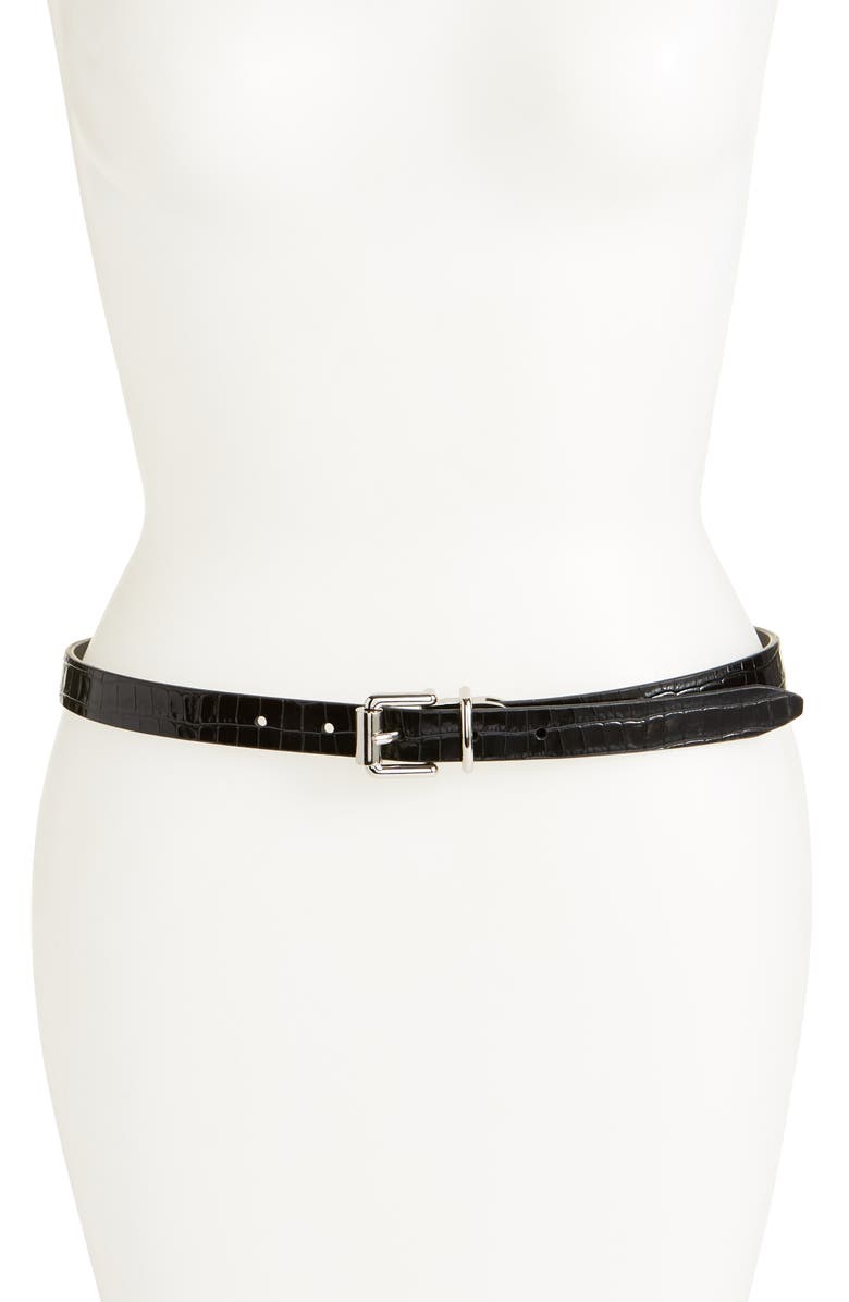 Rebecca Minkoff Reversible Leather Skinny Belt, Main, color, 