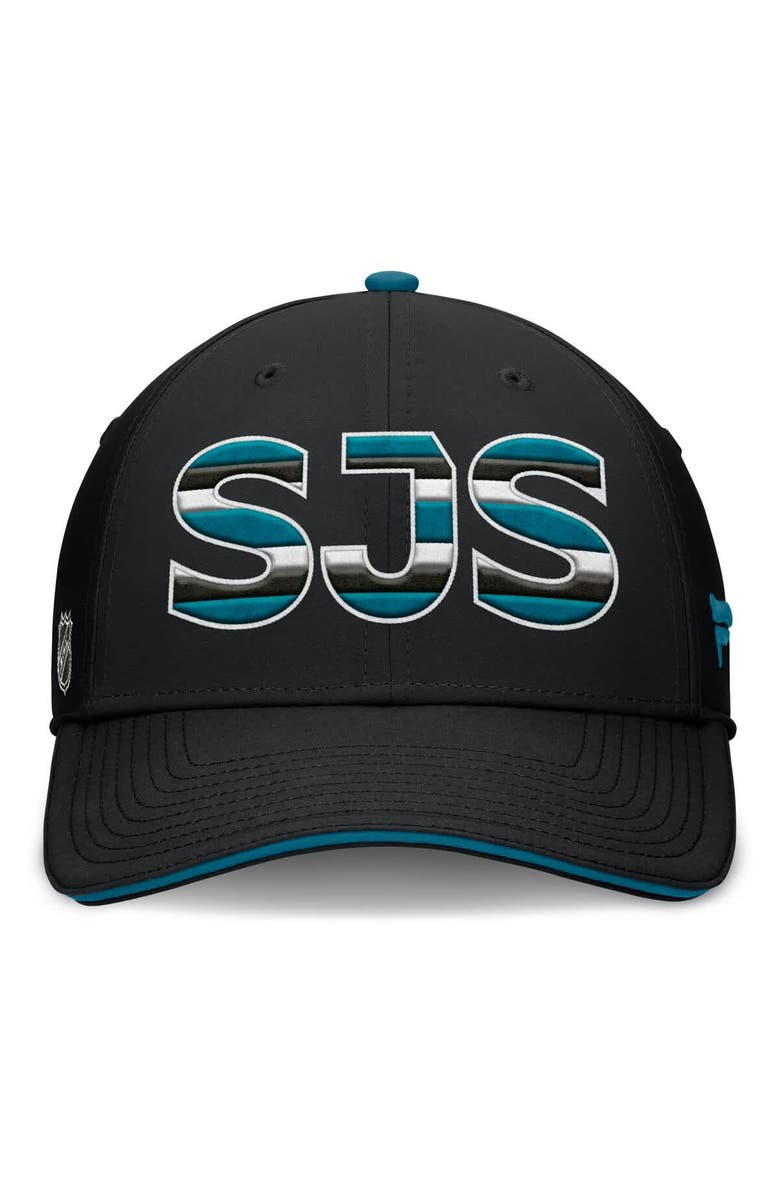 FANATICS Men's Fanatics Black/Teal San Jose Sharks Authentic Pro Rink Team Code Flex Hat, Alternate, color, Black
