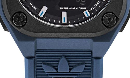 Adidas Originals Blue Silicone Watch In Blue/black/blue
