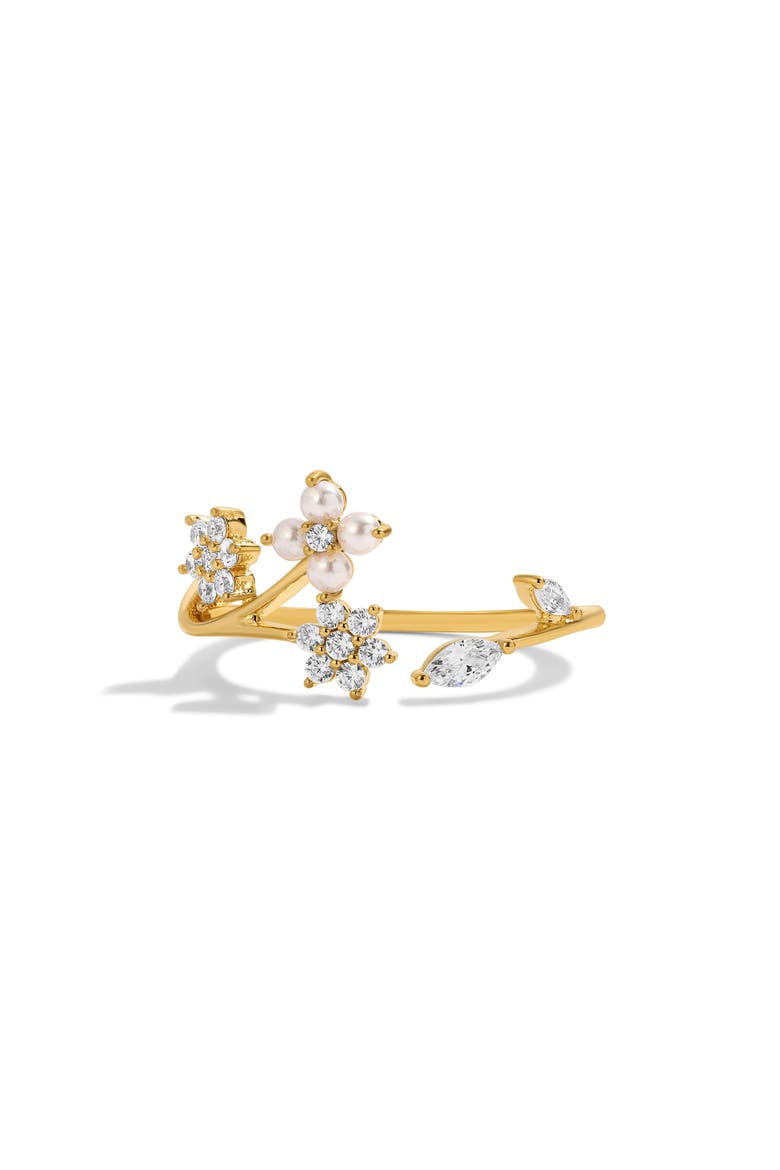 Wispy Adjustable Cubic Zirconia Ring, Main, color, GOLD