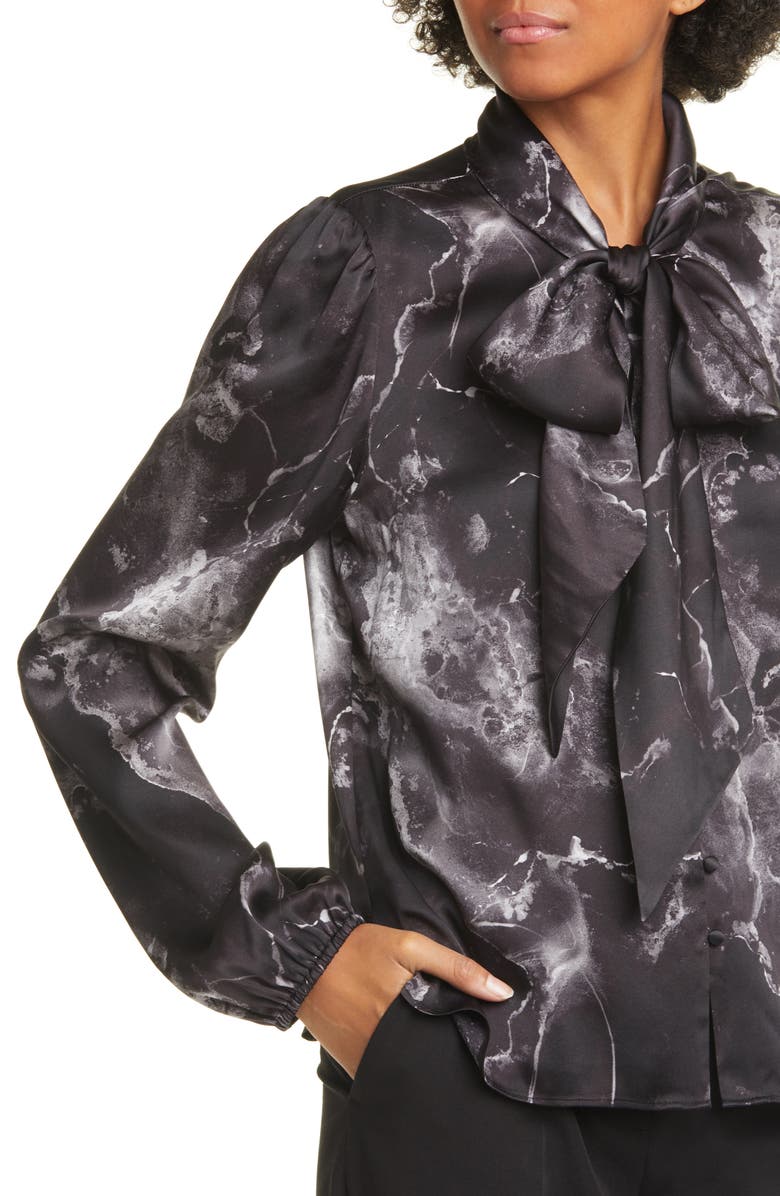 CAMI NYC The Ellery Tie Neck Silk Charmeuse Blouse, Alternate, color,