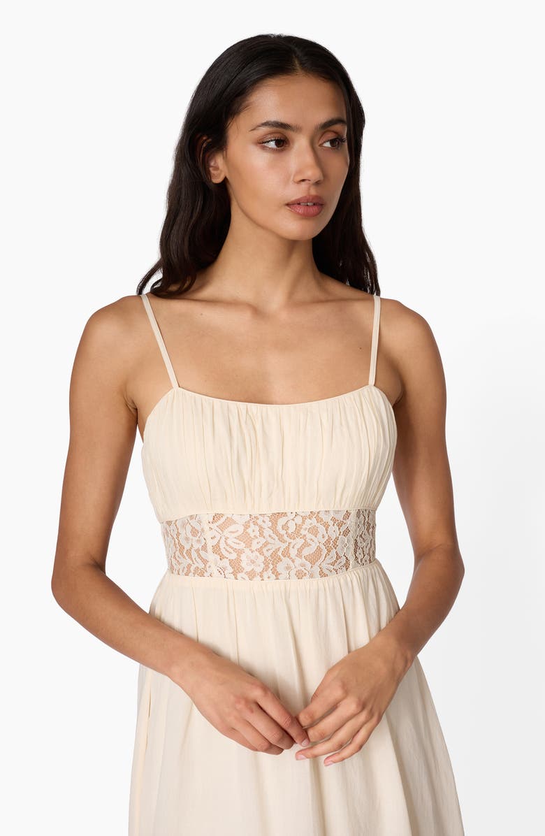 CAMI NYC Octavia Lace Inset Cotton Midi Dress, Alternate, color, Bone
