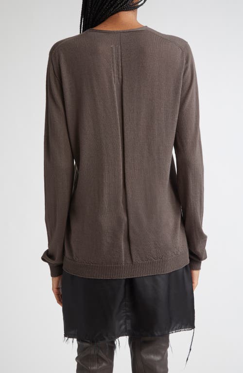 Rick Owens Extreme V-neck Virgin Wool Sweater In Brown