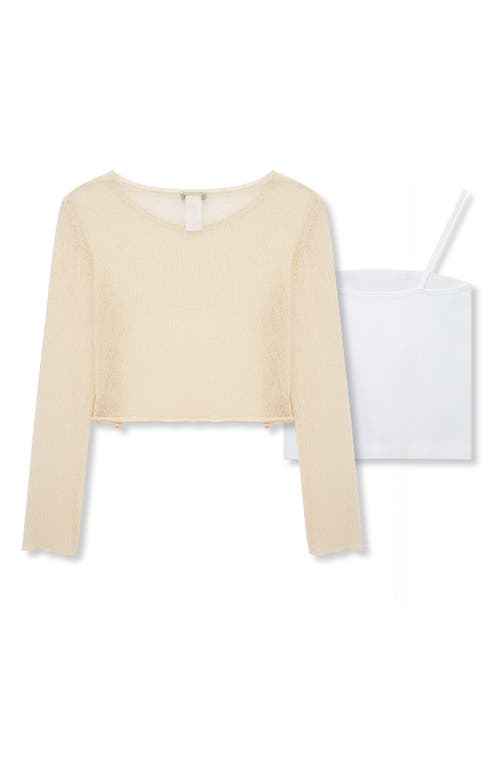 Truce Kids' Long Sleeve Knit Top & Tank Set In Khaki