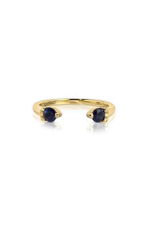 18k Gold Sapphire Open Band Ring