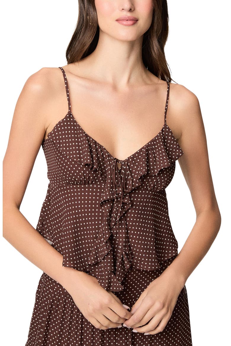 Indiah Polka Dot Ruffle Camisole, Alternate, color, MAHOGANY / ECRU
