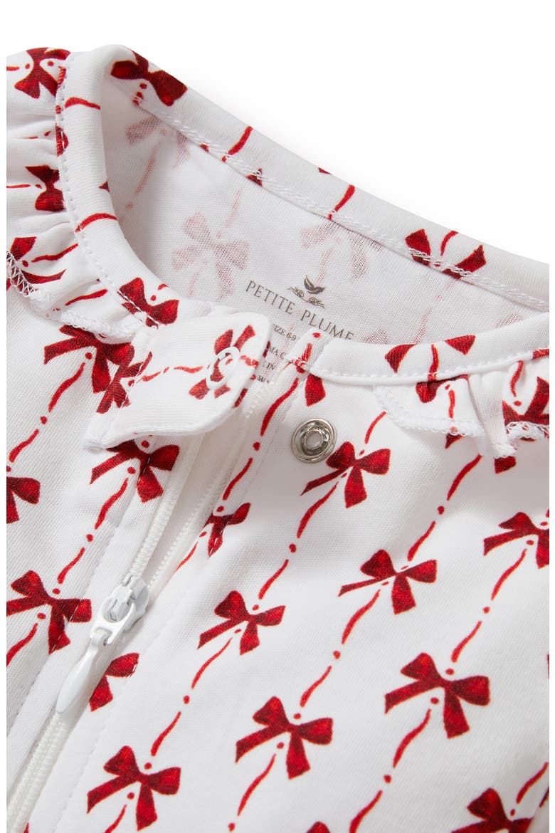 Blissful Bows Fitted One-Piece Pima Cotton Pajamas, Alternate, color, RED