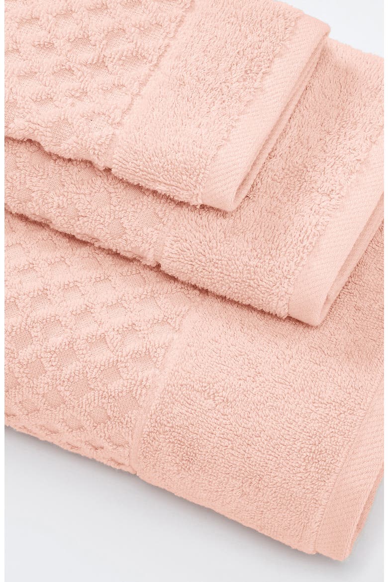 Diamond Waffle Textured 2-Piece Bath Sheet Set, Alternate, color, PINK